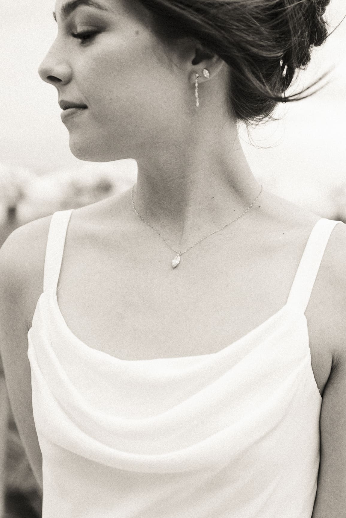 Minimalist editorial bridal portrait focusing on natural beauty and emotion, photographed by St. Augustine wedding photographer Brandi Denslow.