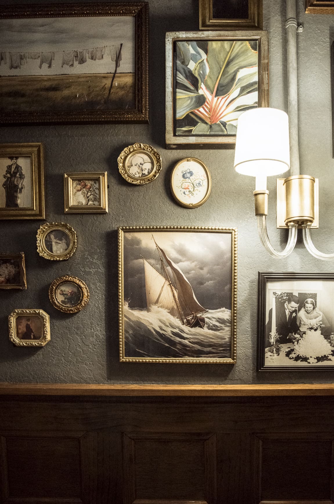 Elegant gallery wall inside a boutique hotel in St. Augustine, Florida