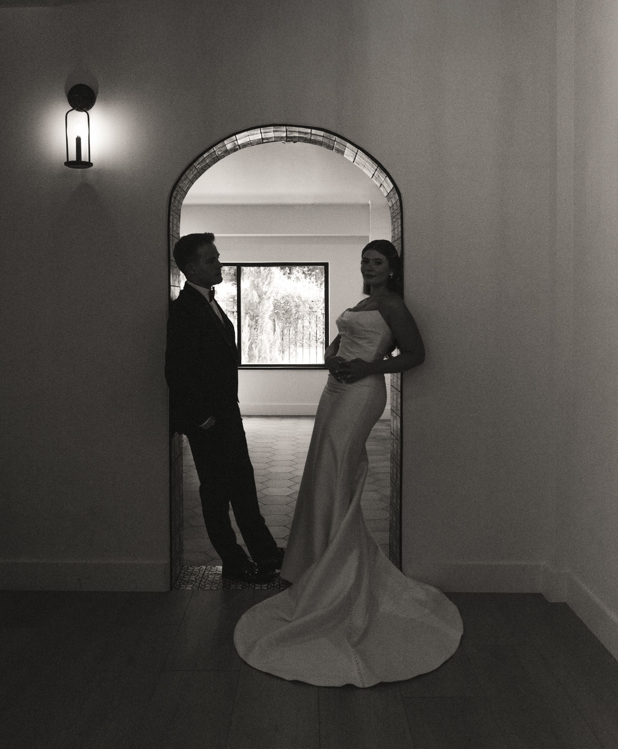 Bride and groom sharing an intimate first look during a luxury wedding weekend in St. Augustine, Florida