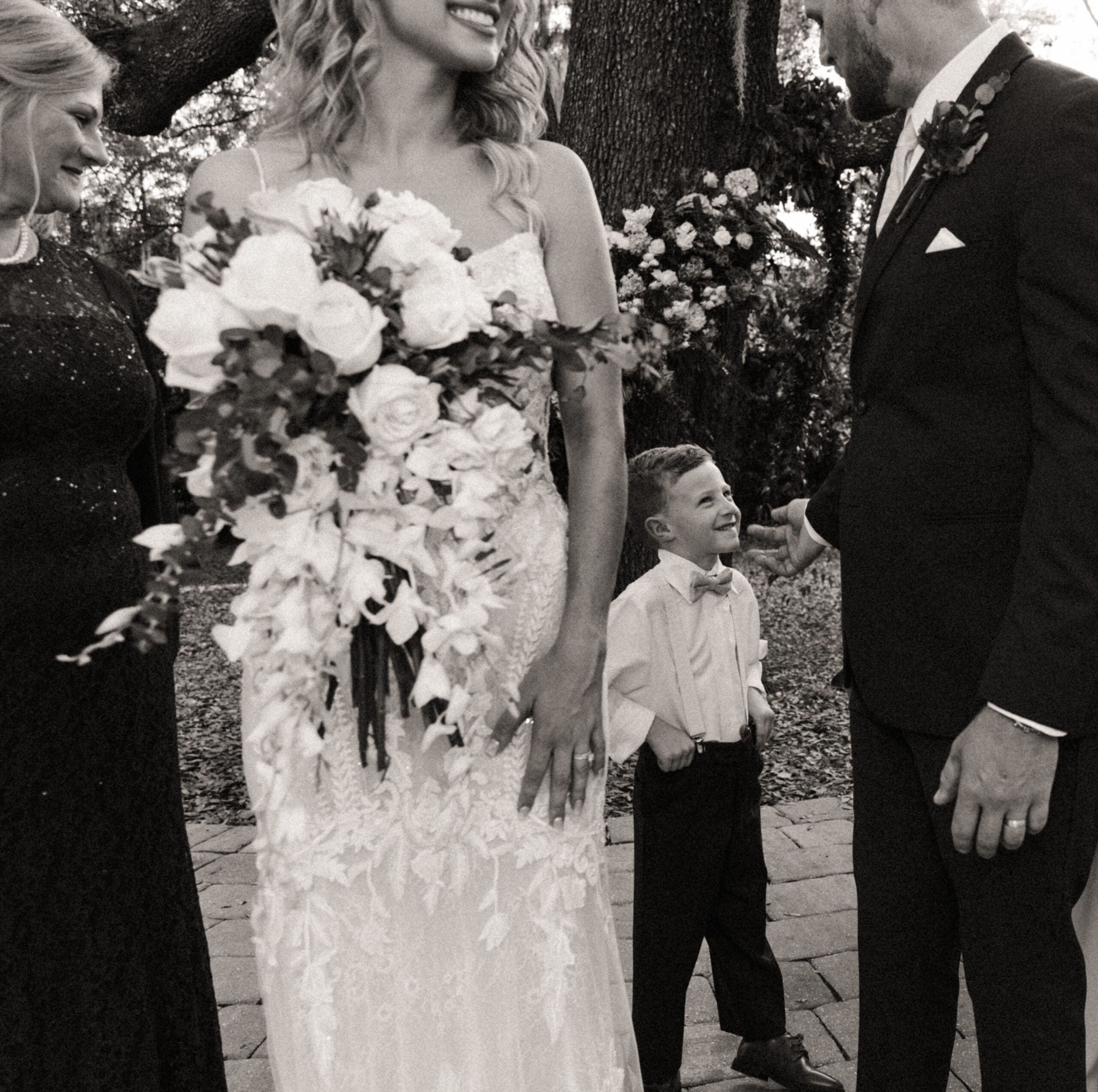 Emotional family moment during a St. Augustine wedding ceremony.