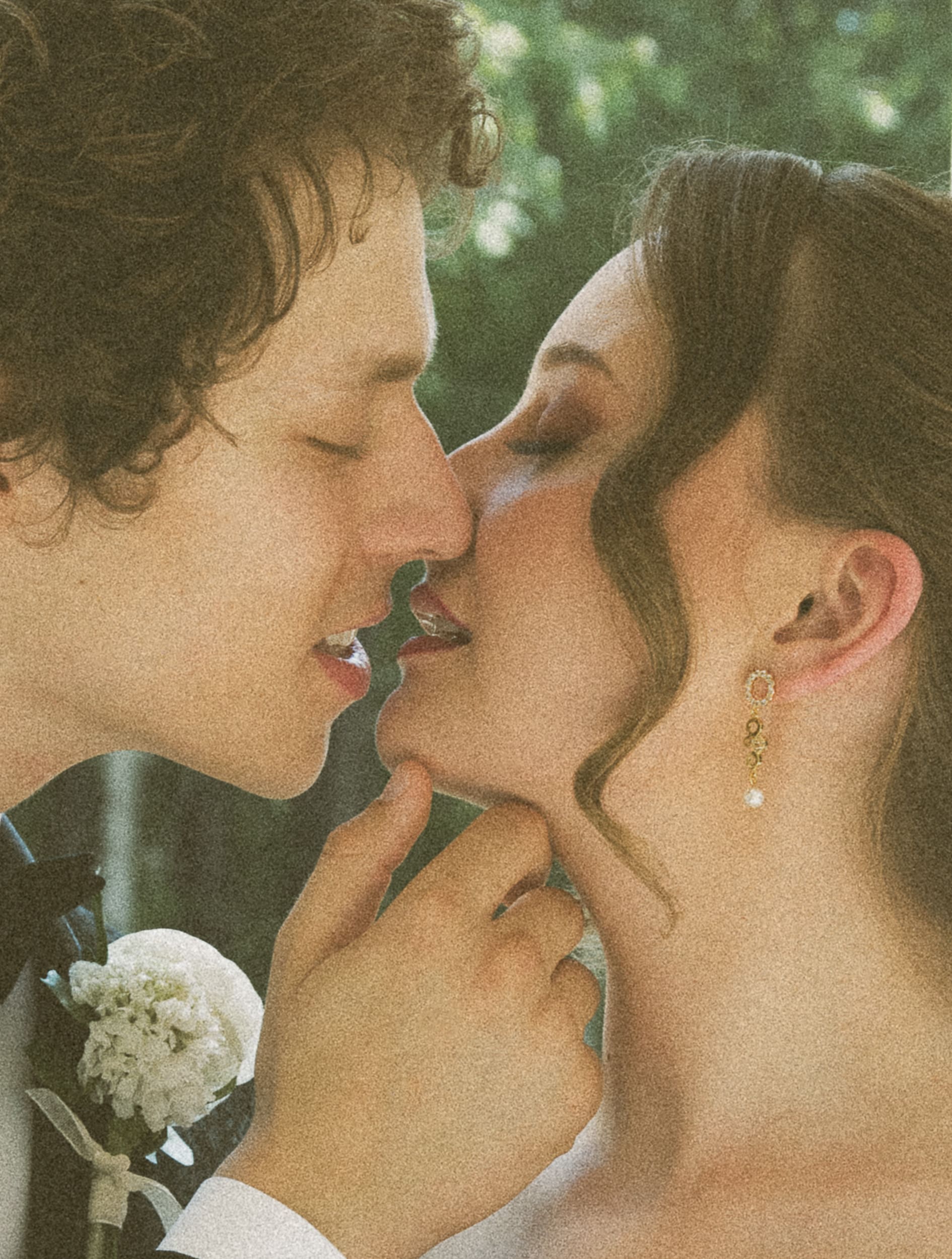 Close up of bride and groom sharing an intimate kiss during a non traditional wedding in St. Augustine, Florida