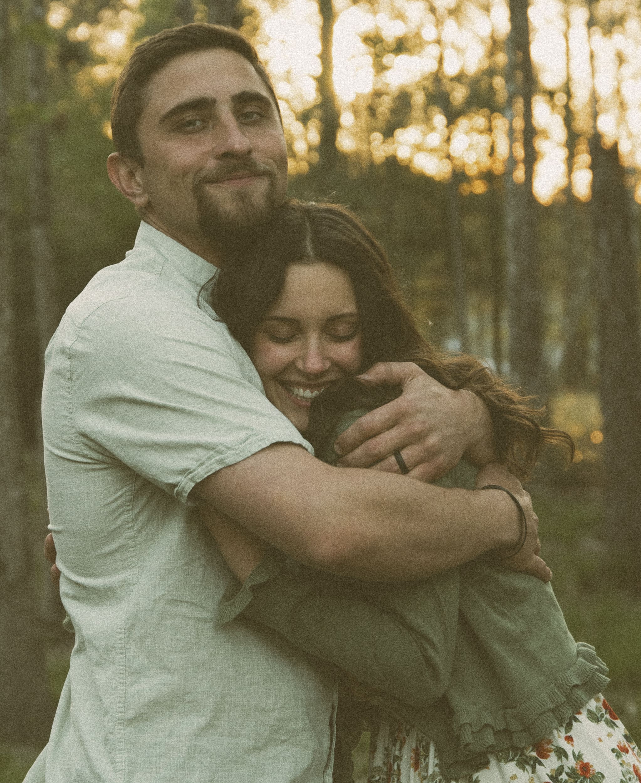 quiet moment between parents during a family photo session
