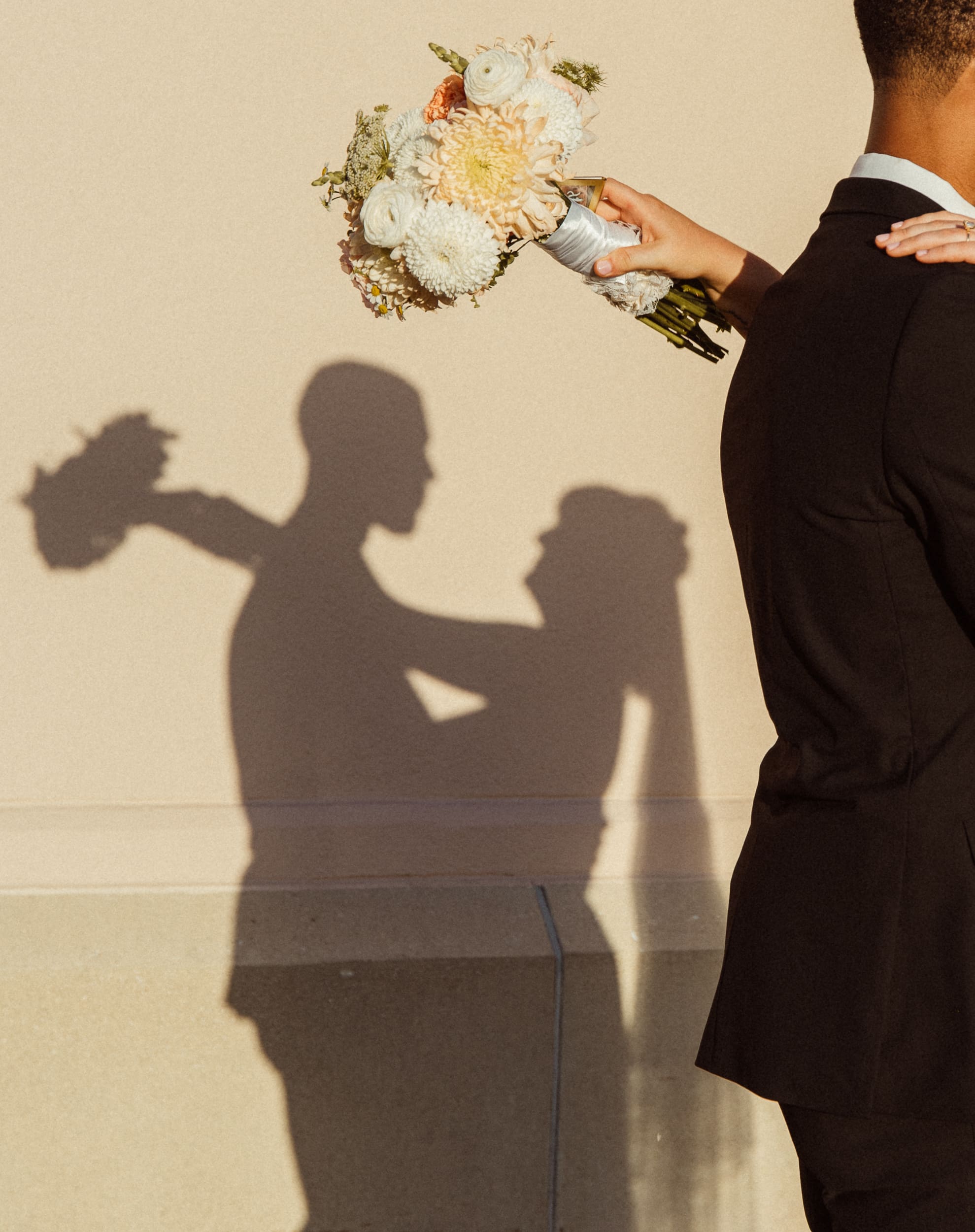 Shadow silhouette of couple during St Augustine courthouse elopement.