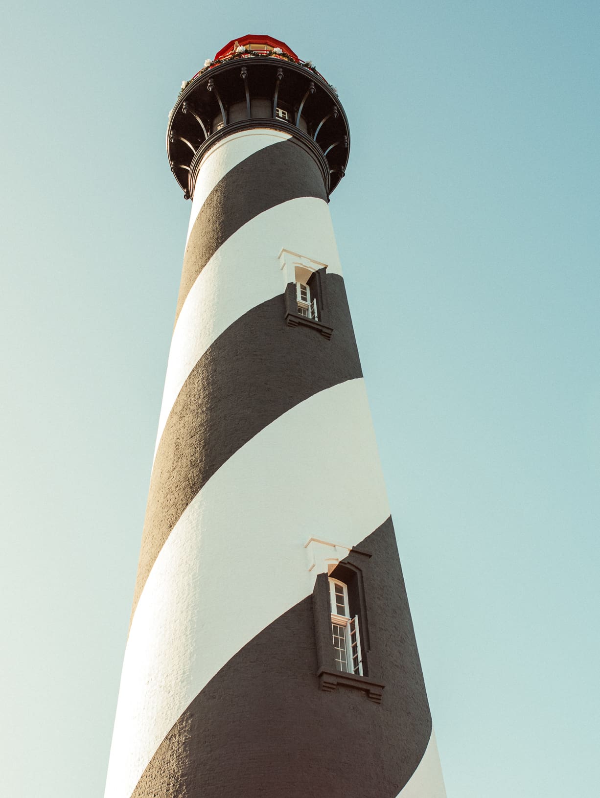  Looking up at the black and white spiral stripes of the St. Augustine Lighthouse