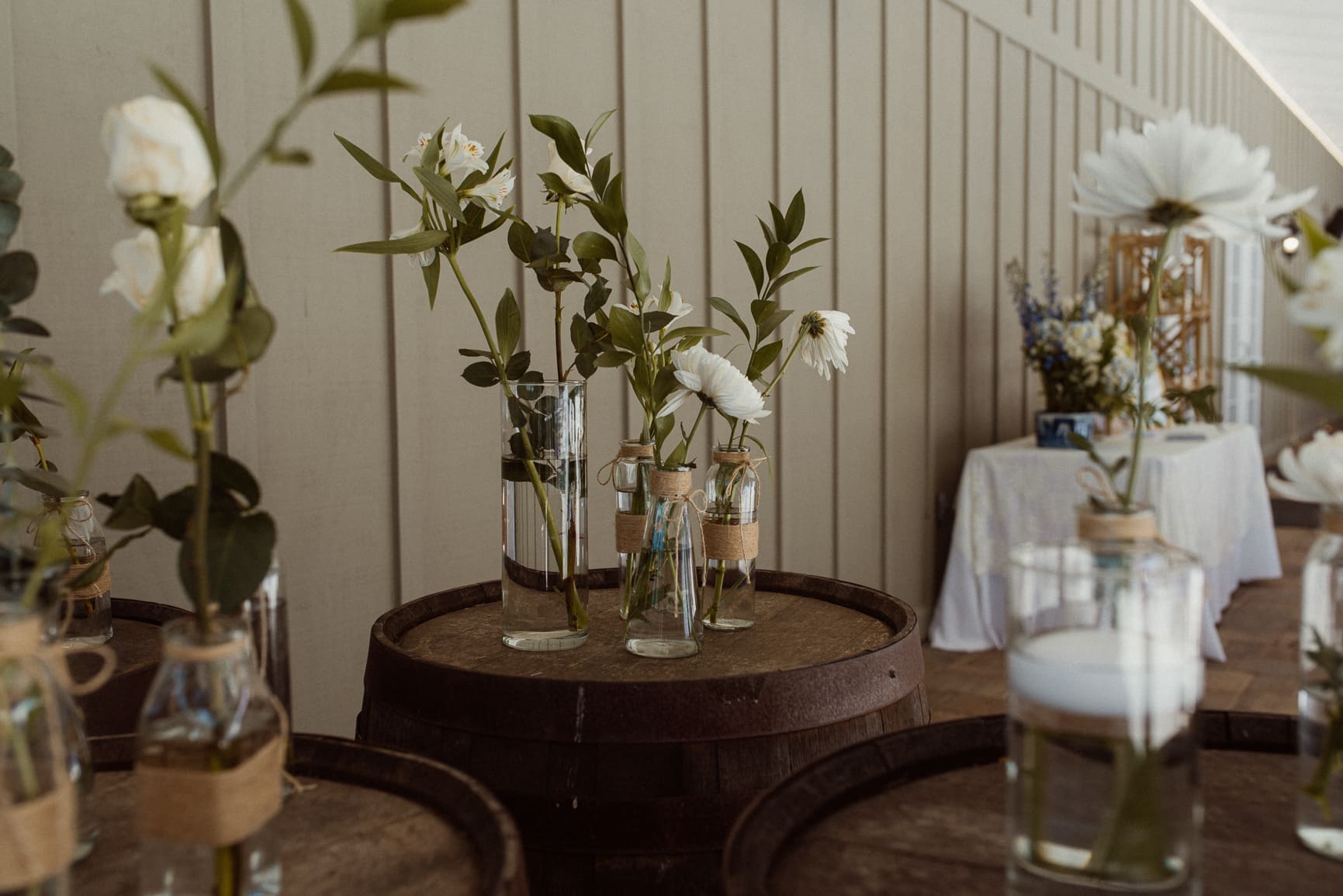 Simple floral bud base detail from the Bowing Oaks reception decor. 